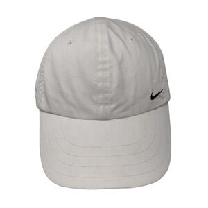 Nike Strapback Hat White OSFA Adjustable Embroidered Swoosh Logo 6 Panel